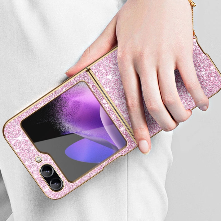 For Samsung Galaxy Z Flip6 Electroplate Glittery Shockproof Phone Case(Black)