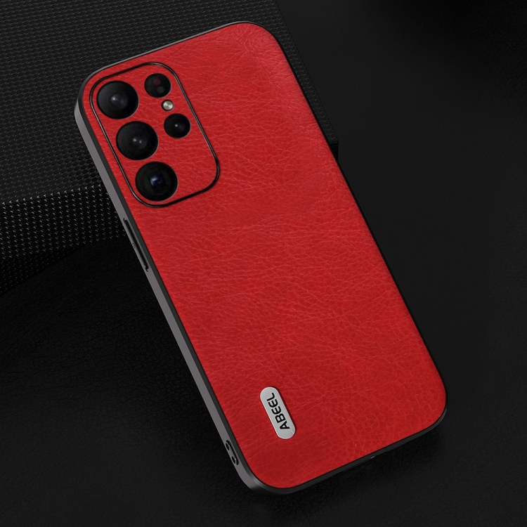For Samsung Galaxy S23 Ultra 5G ABEEL Retro Litchi Texture PU Phone Case(Red)