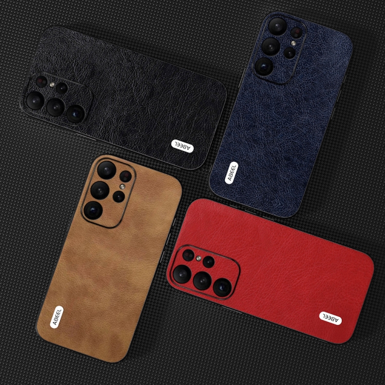 For Samsung Galaxy S23 Ultra 5G ABEEL Retro Litchi Texture PU Phone Case(Red)