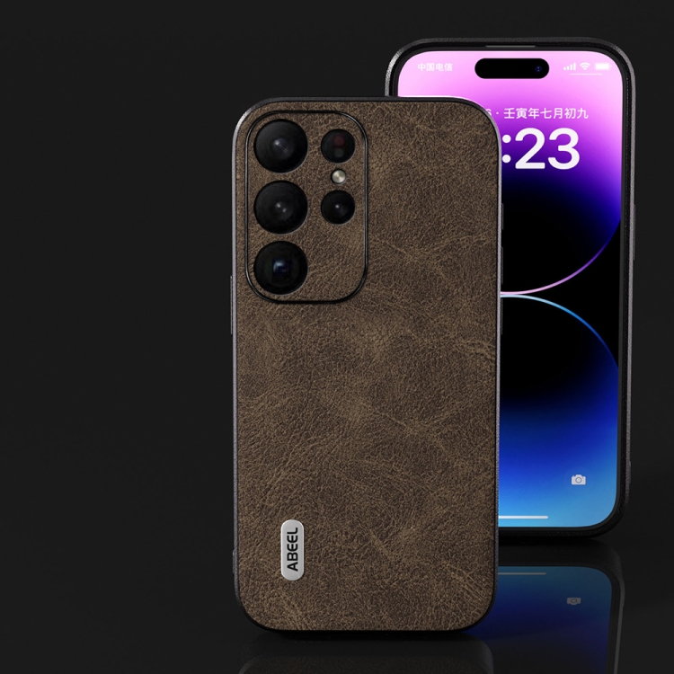 For Samsung Galaxy S23 Ultra 5G ABEEL Dream Litchi Texture PU Phone Case(Khaki) For Samsung Galaxy S23 Ultra 5G ABEEL Dream Litchi Texture PU Phone Case(Khaki)