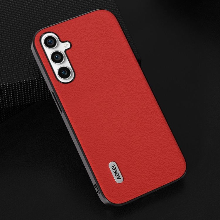 For Samsung Galaxy S23 FE 5G ABEEL Genuine Leather Luolai Series Phone Case(Red) For Samsung Galaxy S23 FE 5G ABEEL Genuine Leather Luolai Series Phone Case(Red)