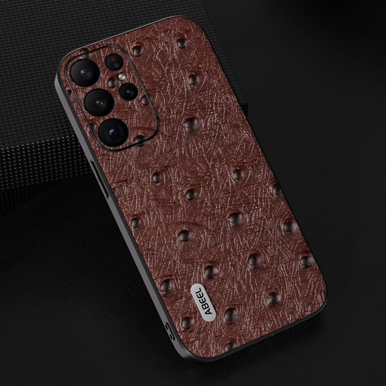 For Samsung Galaxy S23 5G ABEEL Genuine Leather Ostrich Texture Phone Case(Coffee) For Samsung Galaxy S23 5G ABEEL Genuine Leather Ostrich Texture Phone Case(Coffee)