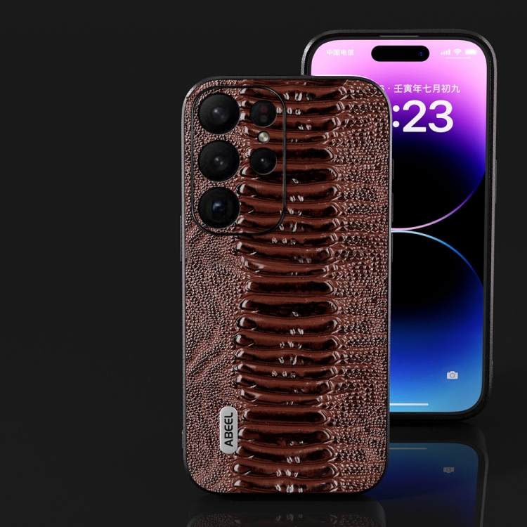 For Samsung Galaxy S23 5G ABEEL Genuine Leather Weilai Series Phone Case(Coffee) For Samsung Galaxy S23 5G ABEEL Genuine Leather Weilai Series Phone Case(Coffee)