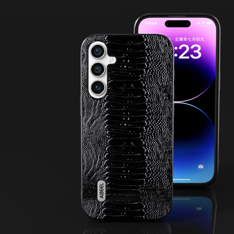 For Samsung Galaxy S23 FE 5G ABEEL Genuine Leather Weilai Series Phone Case(Black) For Samsung Galaxy S23 FE 5G ABEEL Genuine Leather Weilai Series Phone Case(Black)