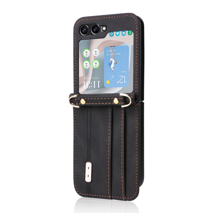 For Samsung Galaxy Z Flip5 5G Crossbody Siamese Leather Phone Case with Lanyard(Black) For Samsung Galaxy Z Flip5 5G Crossbody Siamese Leather Phone Case with Lanyard(Black)