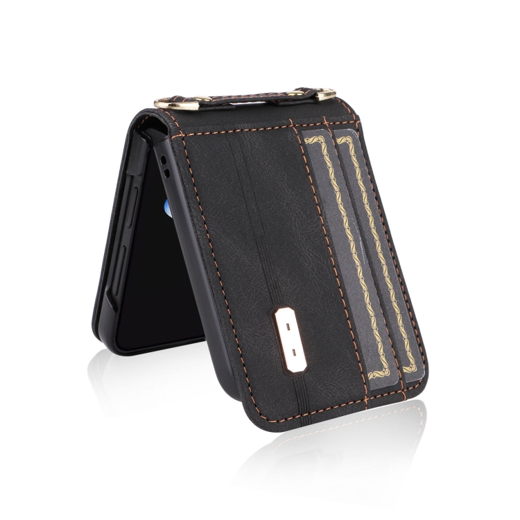 For Samsung Galaxy Z Flip5 5G Crossbody Siamese Leather Phone Case with Lanyard(Black) For Samsung Galaxy Z Flip5 5G Crossbody Siamese Leather Phone Case with Lanyard(Black)