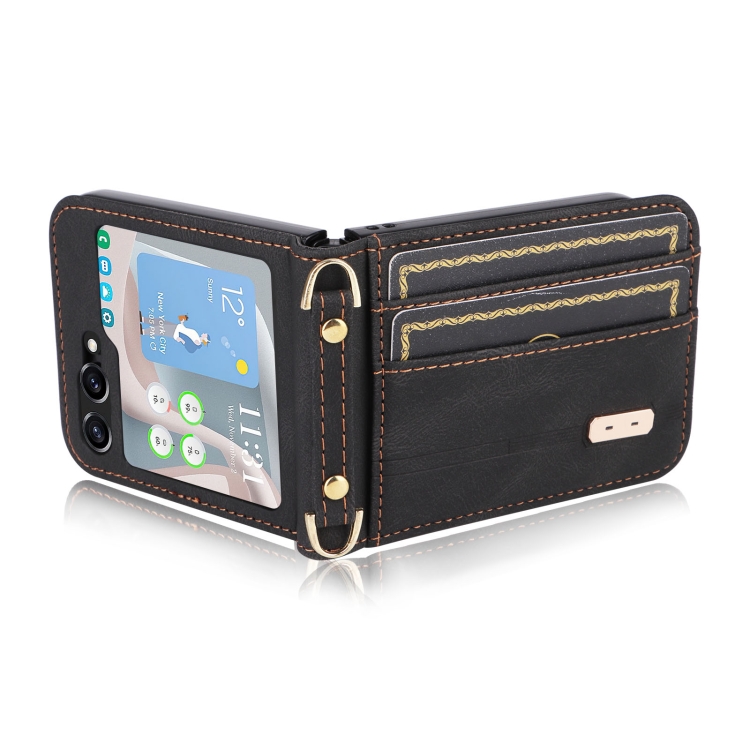 For Samsung Galaxy Z Flip5 5G Crossbody Siamese Leather Phone Case with Lanyard(Black) For Samsung Galaxy Z Flip5 5G Crossbody Siamese Leather Phone Case with Lanyard(Black)