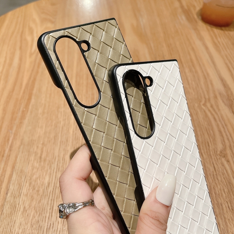 For Samsung Galaxy Z Fold5 5G Woven Texture Folding Phone Case(Black) For Samsung Galaxy Z Fold5 5G Woven Texture Folding Phone Case(Black)