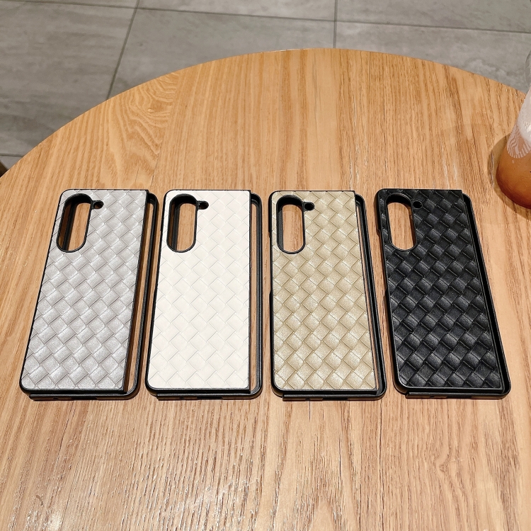 For Samsung Galaxy Z Fold5 5G Woven Texture Folding Phone Case(Black) For Samsung Galaxy Z Fold5 5G Woven Texture Folding Phone Case(Black)