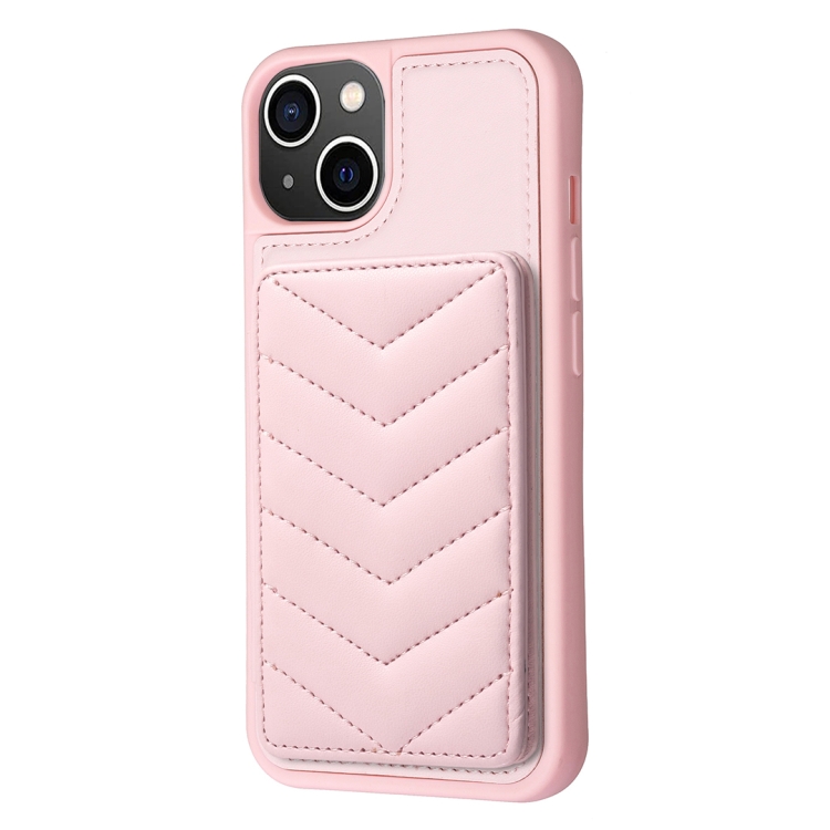 For iPhone 11 BF26 Wave Pattern Card Bag Holder Phone Case(Pink) For iPhone 11 BF26 Wave Pattern Card Bag Holder Phone Case(Pink)