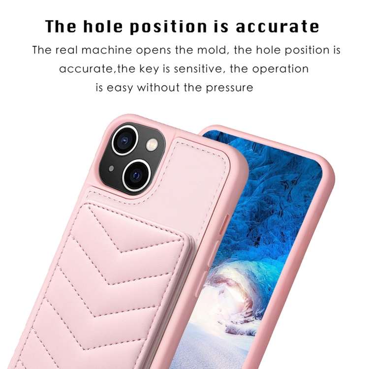 For iPhone 11 BF26 Wave Pattern Card Bag Holder Phone Case(Pink) For iPhone 11 BF26 Wave Pattern Card Bag Holder Phone Case(Pink)