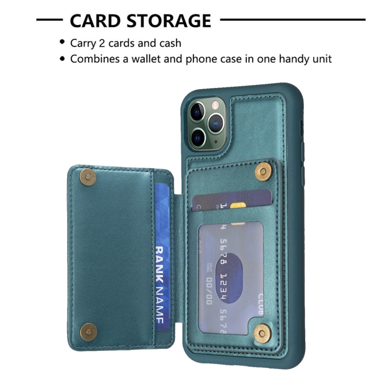 For iPhone 11 Pro BF26 Wave Pattern Card Bag Holder Phone Case(Green) For iPhone 11 Pro BF26 Wave Pattern Card Bag Holder Phone Case(Green)