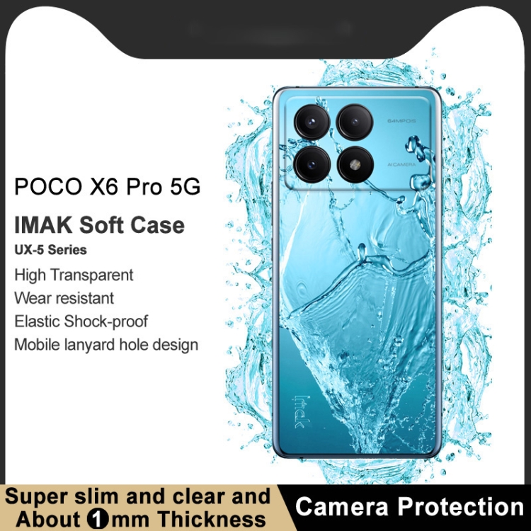 Para Xiaomi Poco X6 Pro 5G / Redmi K70E 5G imak UX-5 Series Funda  protectora de TPU transparente a prueba de golpes (Transparente)