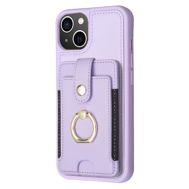 For iPhone 11 BF27 Metal Ring Card Bag Holder Phone Case(Purple) For iPhone 11 BF27 Metal Ring Card Bag Holder Phone Case(Purple)