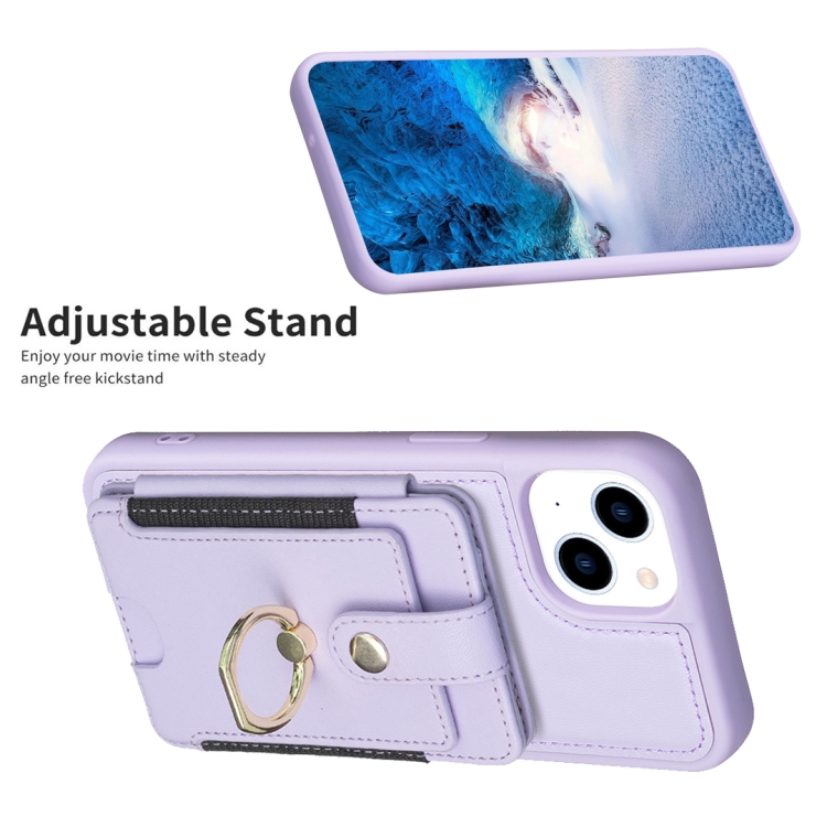 For iPhone 11 BF27 Metal Ring Card Bag Holder Phone Case(Purple) For iPhone 11 BF27 Metal Ring Card Bag Holder Phone Case(Purple)