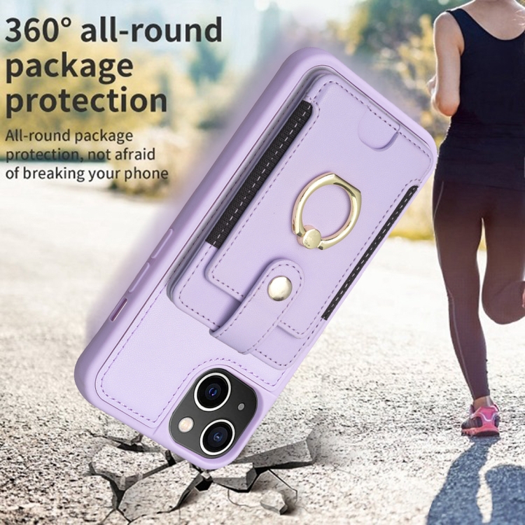 For iPhone 11 BF27 Metal Ring Card Bag Holder Phone Case(Purple) For iPhone 11 BF27 Metal Ring Card Bag Holder Phone Case(Purple)