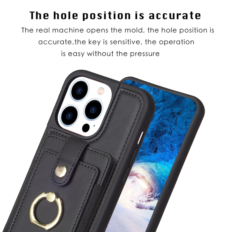 For iPhone 15 Pro BF27 Metal Ring Card Bag Holder Phone Case(Black) For iPhone 15 Pro BF27 Metal Ring Card Bag Holder Phone Case(Black)