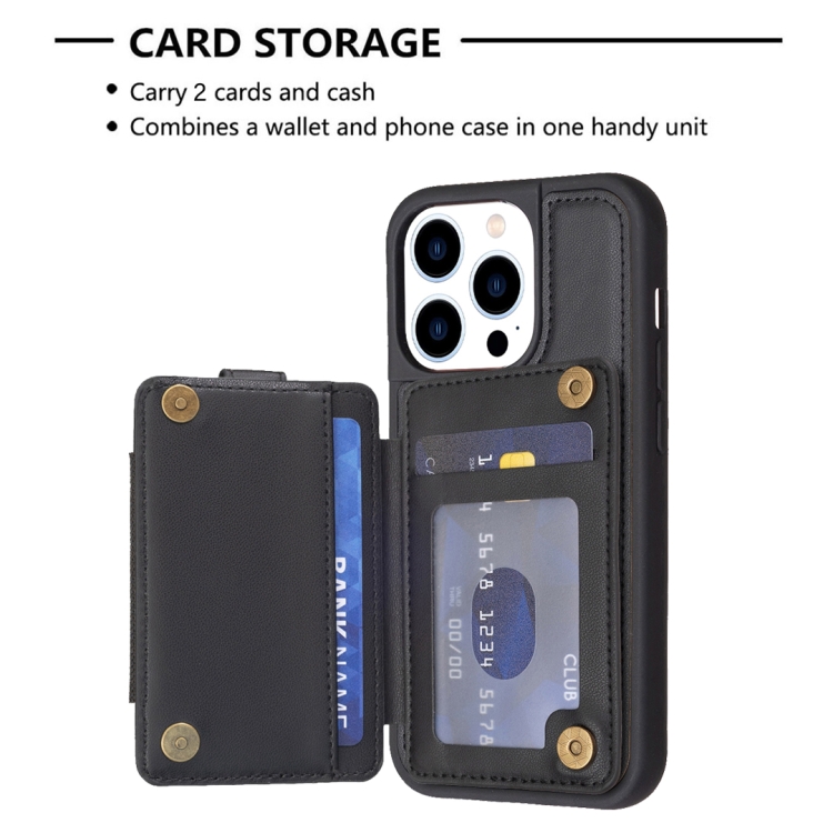 For iPhone 15 Pro BF27 Metal Ring Card Bag Holder Phone Case(Black) For iPhone 15 Pro BF27 Metal Ring Card Bag Holder Phone Case(Black)