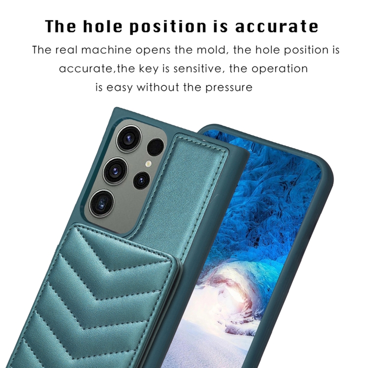For Samsung Galaxy S23 Ultra 5G BF26 Wave Pattern Card Bag Holder Phone Case(Green)