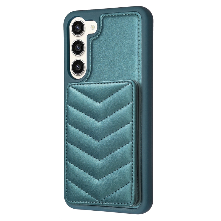 For Samsung Galaxy S23+ 5G BF26 Wave Pattern Card Bag Holder Phone Case(Green) For Samsung Galaxy S23+ 5G BF26 Wave Pattern Card Bag Holder Phone Case(Green)