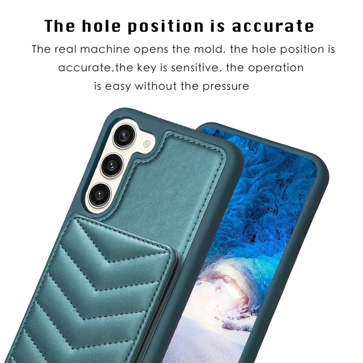 For Samsung Galaxy S23+ 5G BF26 Wave Pattern Card Bag Holder Phone Case(Green) For Samsung Galaxy S23+ 5G BF26 Wave Pattern Card Bag Holder Phone Case(Green)