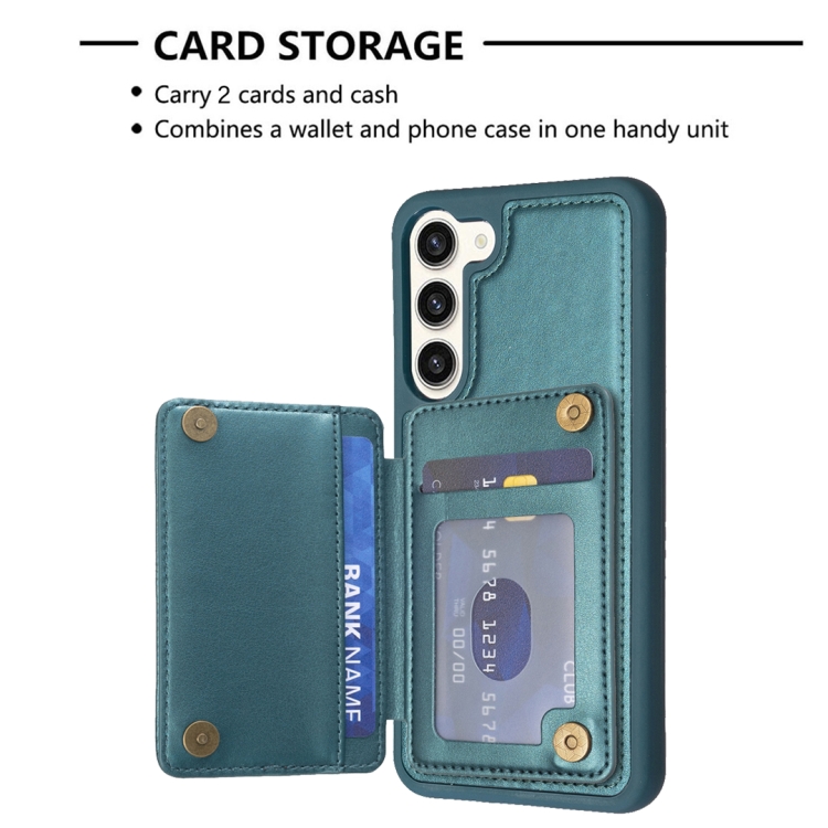 For Samsung Galaxy S23+ 5G BF26 Wave Pattern Card Bag Holder Phone Case(Green) For Samsung Galaxy S23+ 5G BF26 Wave Pattern Card Bag Holder Phone Case(Green)