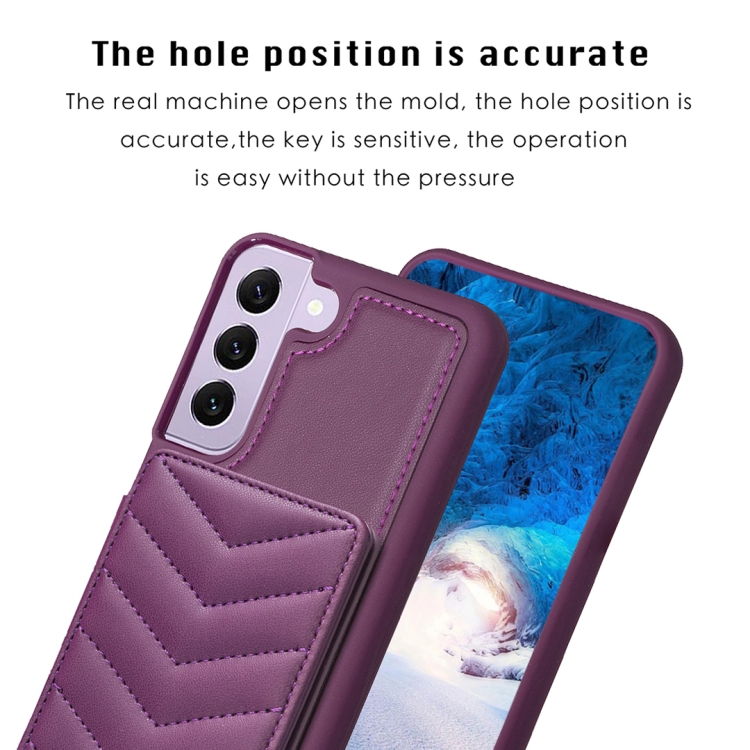 For Samsung Galaxy S21 5G BF26 Wave Pattern Card Bag Holder Phone Case(Dark Purple) For Samsung Galaxy S21 5G BF26 Wave Pattern Card Bag Holder Phone Case(Dark Purple)