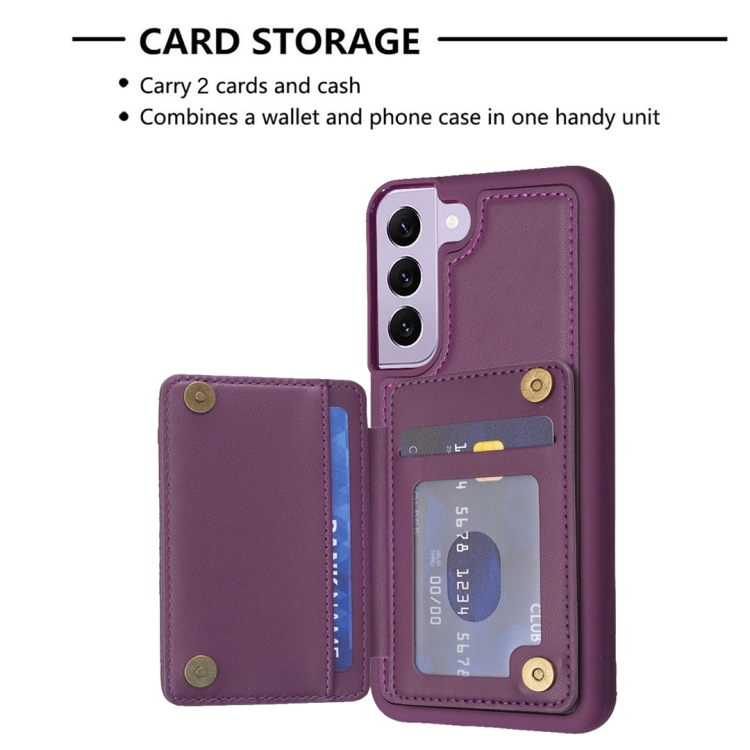 For Samsung Galaxy S21 5G BF26 Wave Pattern Card Bag Holder Phone Case(Dark Purple) For Samsung Galaxy S21 5G BF26 Wave Pattern Card Bag Holder Phone Case(Dark Purple)