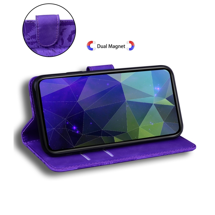For iPhone 14 Tiger Embossing Pattern Leather Phone Case(Purple) - 4