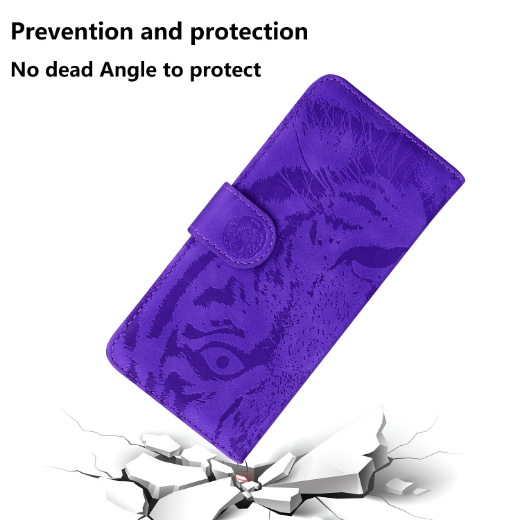 For iPhone 14 Pro Tiger Embossing Pattern Leather Phone Case(Purple) For iPhone 14 Pro Tiger Embossing Pattern Leather Phone Case(Purple)