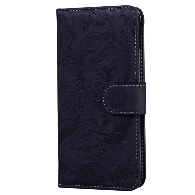 For iPhone 16 Tiger Embossing Pattern Leather Phone Case(Black) For iPhone 16 Tiger Embossing Pattern Leather Phone Case(Black)