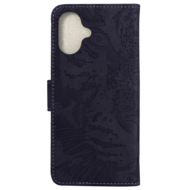 For iPhone 16 Tiger Embossing Pattern Leather Phone Case(Black) For iPhone 16 Tiger Embossing Pattern Leather Phone Case(Black)