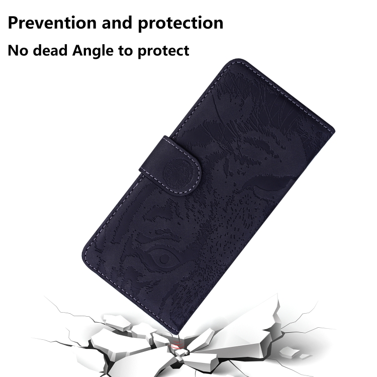 For iPhone 16 Tiger Embossing Pattern Leather Phone Case(Black) For iPhone 16 Tiger Embossing Pattern Leather Phone Case(Black)