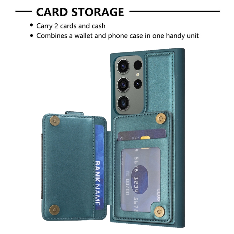 For Samsung Galaxy S23 Ultra 5G BF27 Metal Ring Card Bag Holder Phone Case(Green) For Samsung Galaxy S23 Ultra 5G BF27 Metal Ring Card Bag Holder Phone Case(Green)