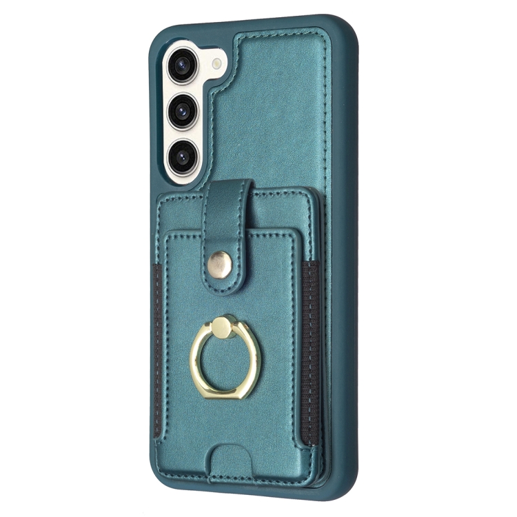 For Samsung Galaxy S23+ 5G BF27 Metal Ring Card Bag Holder Phone Case(Green) For Samsung Galaxy S23+ 5G BF27 Metal Ring Card Bag Holder Phone Case(Green)