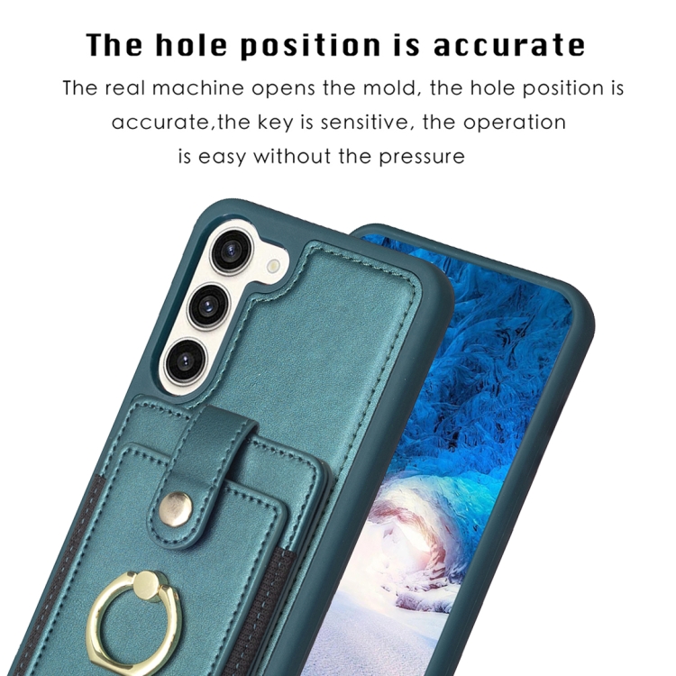 For Samsung Galaxy S23+ 5G BF27 Metal Ring Card Bag Holder Phone Case(Green) For Samsung Galaxy S23+ 5G BF27 Metal Ring Card Bag Holder Phone Case(Green)