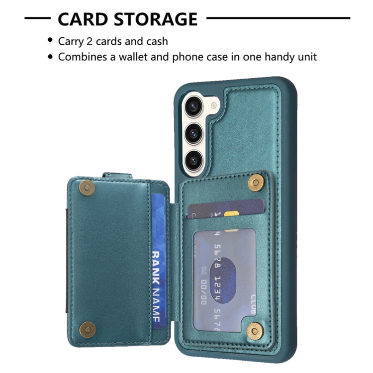 For Samsung Galaxy S23+ 5G BF27 Metal Ring Card Bag Holder Phone Case(Green) For Samsung Galaxy S23+ 5G BF27 Metal Ring Card Bag Holder Phone Case(Green)