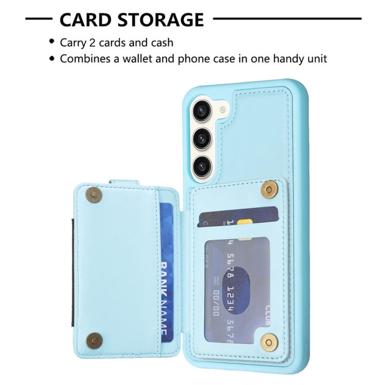 For Samsung Galaxy S23+ 5G BF27 Metal Ring Card Bag Holder Phone Case(Blue) For Samsung Galaxy S23+ 5G BF27 Metal Ring Card Bag Holder Phone Case(Blue)