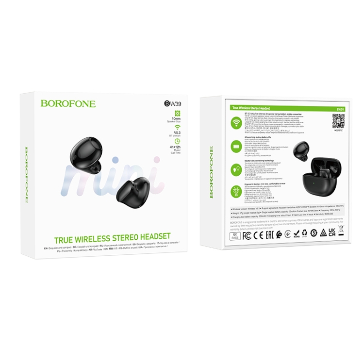 Borofone BW39 True Wireless Bluetooth Earphone(Black) Borofone BW39 True Wireless Bluetooth Earphone(Black)