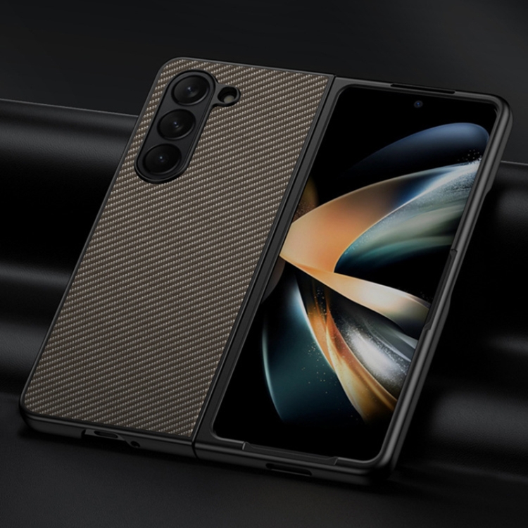 For Samsung Galaxy Z Fold5 Ultra-thin Carbon Fiber Texture Printing Phone Case(Gold) For Samsung Galaxy Z Fold5 Ultra-thin Carbon Fiber Texture Printing Phone Case(Gold)