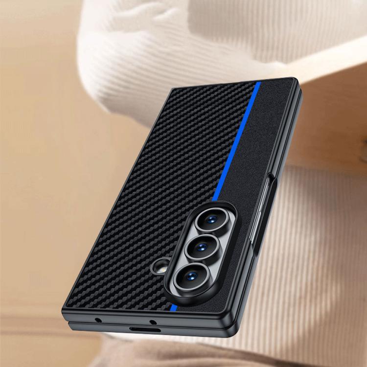 For Samsung Galaxy Z Fold7 Ultra-thin Carbon Fiber Texture Printing Phone Case(Black Yellow)