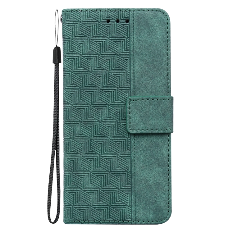 For iPhone 16 Plus Geometric Embossed Leather Phone Case(Green) For iPhone 16 Plus Geometric Embossed Leather Phone Case(Green)