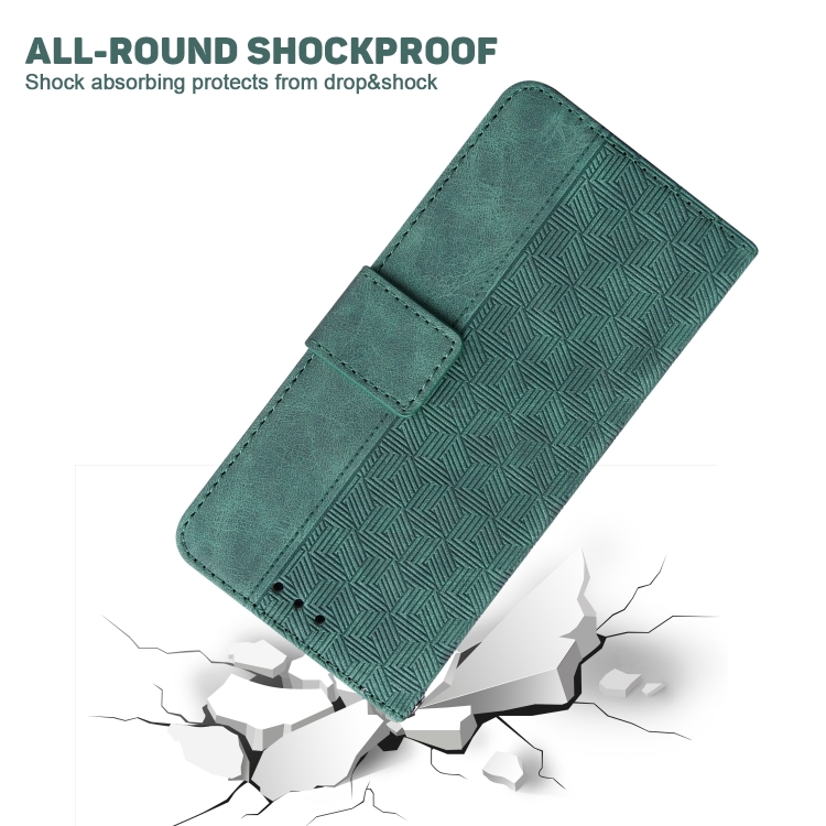 For iPhone 16 Plus Geometric Embossed Leather Phone Case(Green) For iPhone 16 Plus Geometric Embossed Leather Phone Case(Green)