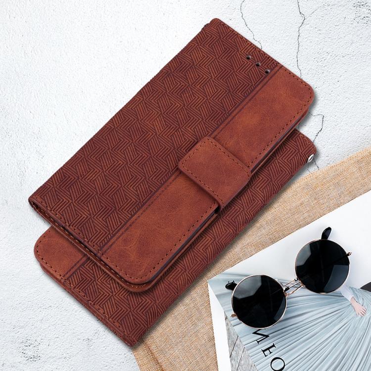 For Realme 16 5G Geometric Embossed Leather Phone Case(Brown)