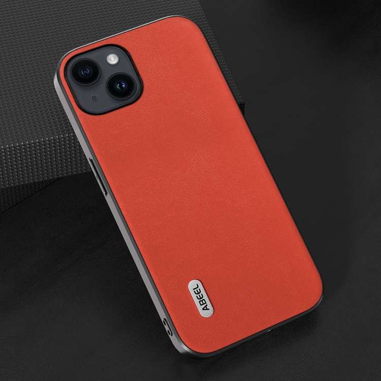 For iPhone 15 Plus ABEEL Haze Texture PU Phone Case(Red) For iPhone 15 Plus ABEEL Haze Texture PU Phone Case(Red)
