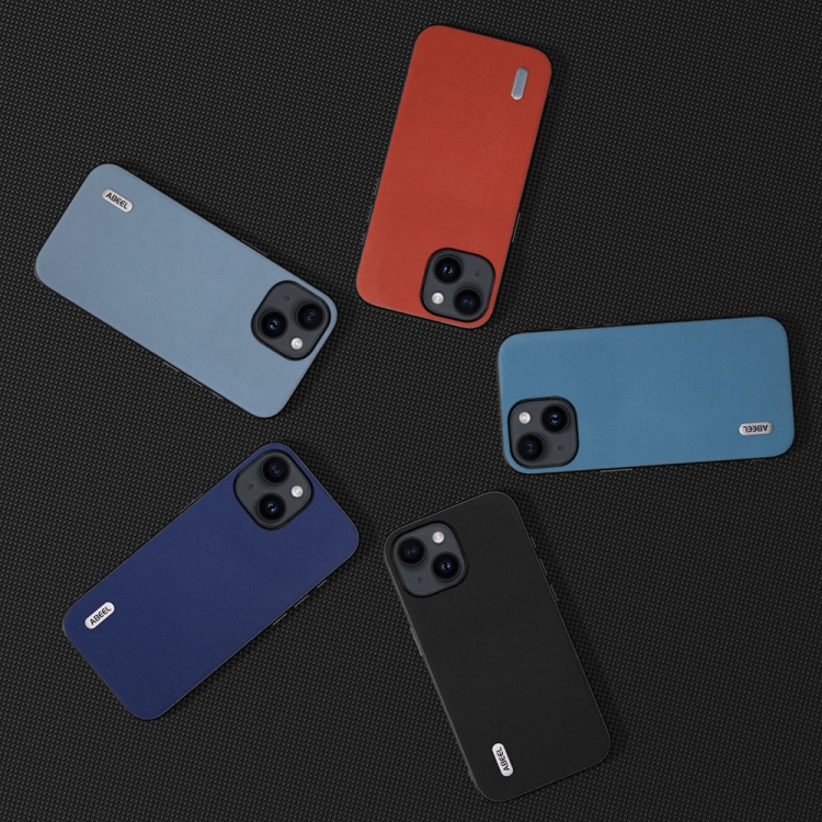 For iPhone 15 Plus ABEEL Haze Texture PU Phone Case(Red) For iPhone 15 Plus ABEEL Haze Texture PU Phone Case(Red)