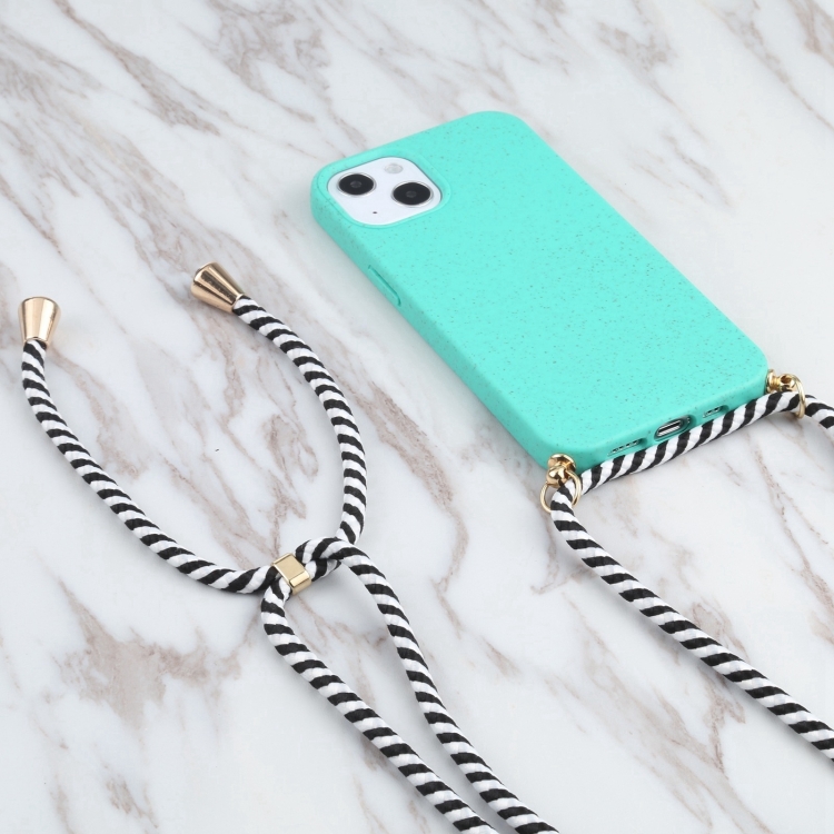 For iPhone 16 Pro Wheat Straw TPU Shockproof Phone Case with Neck Lanyard(Green) For iPhone 16 Pro Wheat Straw TPU Shockproof Phone Case with Neck Lanyard(Green)