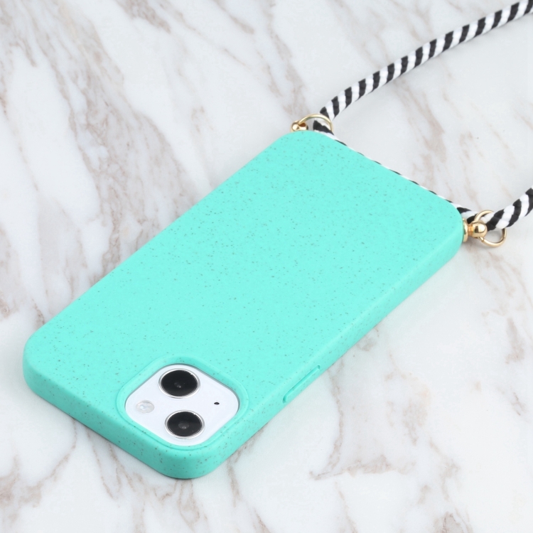 For iPhone 16 Pro Wheat Straw TPU Shockproof Phone Case with Neck Lanyard(Green) For iPhone 16 Pro Wheat Straw TPU Shockproof Phone Case with Neck Lanyard(Green)