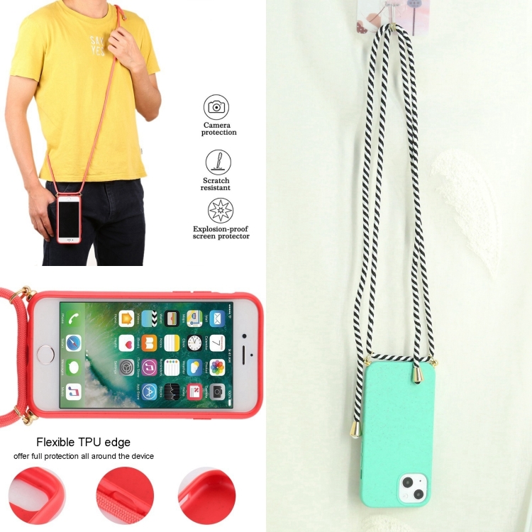 For iPhone 16 Pro Wheat Straw TPU Shockproof Phone Case with Neck Lanyard(Green) For iPhone 16 Pro Wheat Straw TPU Shockproof Phone Case with Neck Lanyard(Green)
