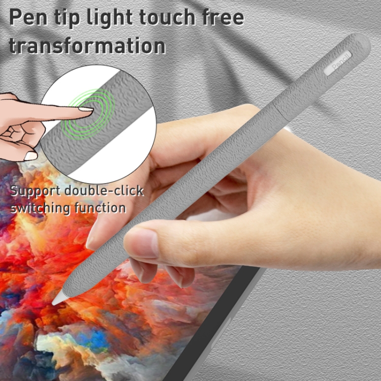 Para Apple Pencil 2 LOVE MEI Estuche protector de silicona con textura de cuero esmerilado (púrpura) - B4